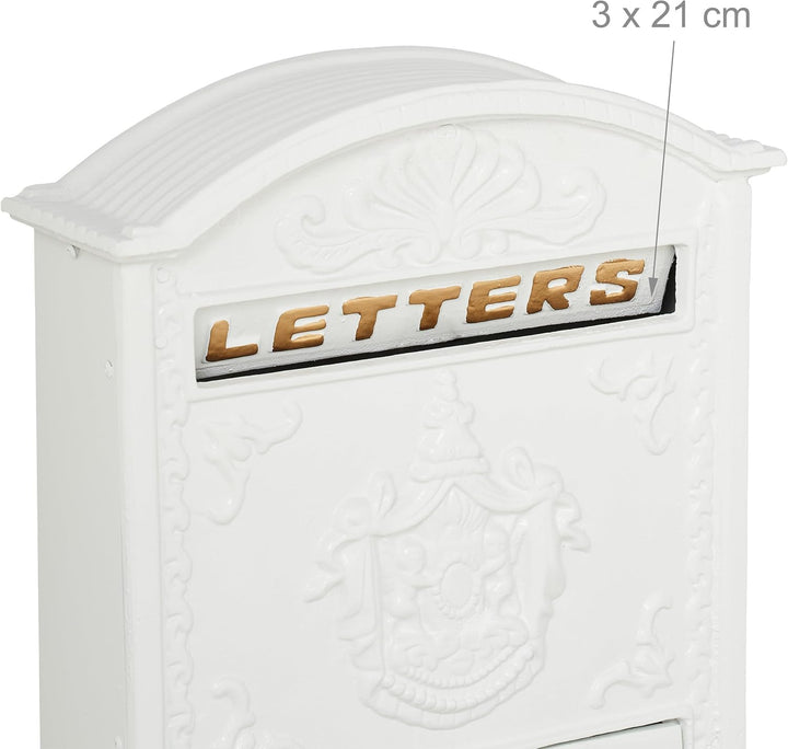 Relaxdays Briefkasten Vintage, verzierter Postkasten, HxBxT: 42 x 28 x 10 cm, A4 Briefschlitz, 2 Sch