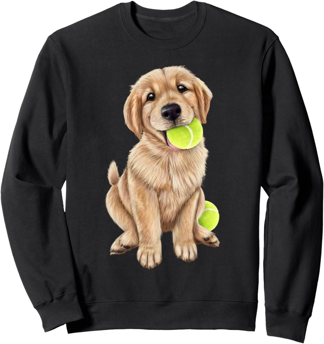 Golden Retriever Welpe mit Tennisball Sweatshirt