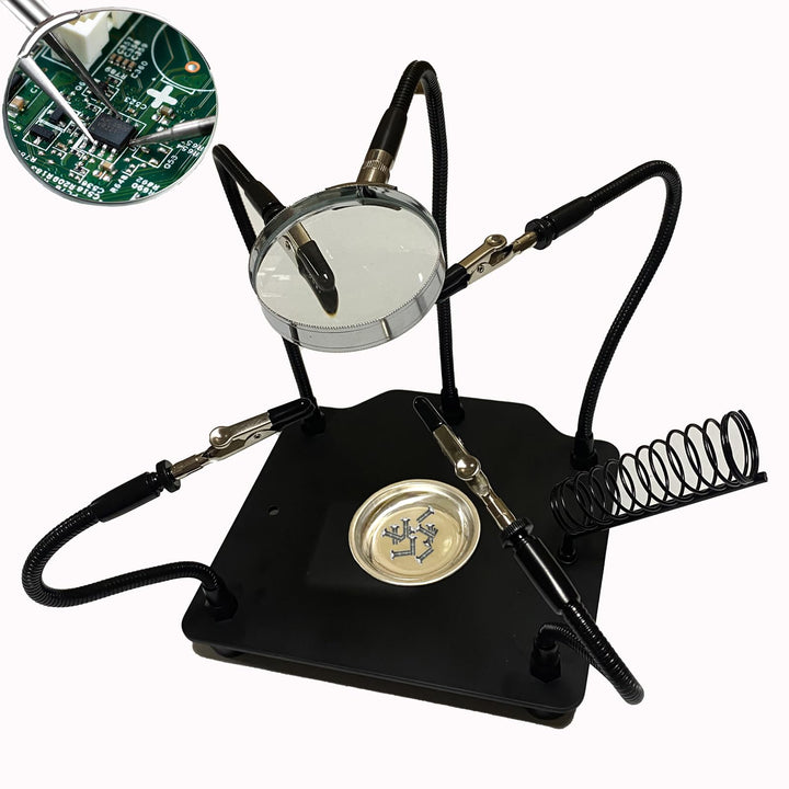 Lötstation Helping Hands mit Lupe Third Hand Stand Solder Tool PCB Holder Circuit Board Soldering Ki