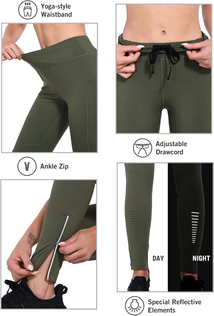 baleaf Thermoleggings Winter Damen Fahrradhose Lang mit Reissverschluss Warm Gefüttert Jogginghose R