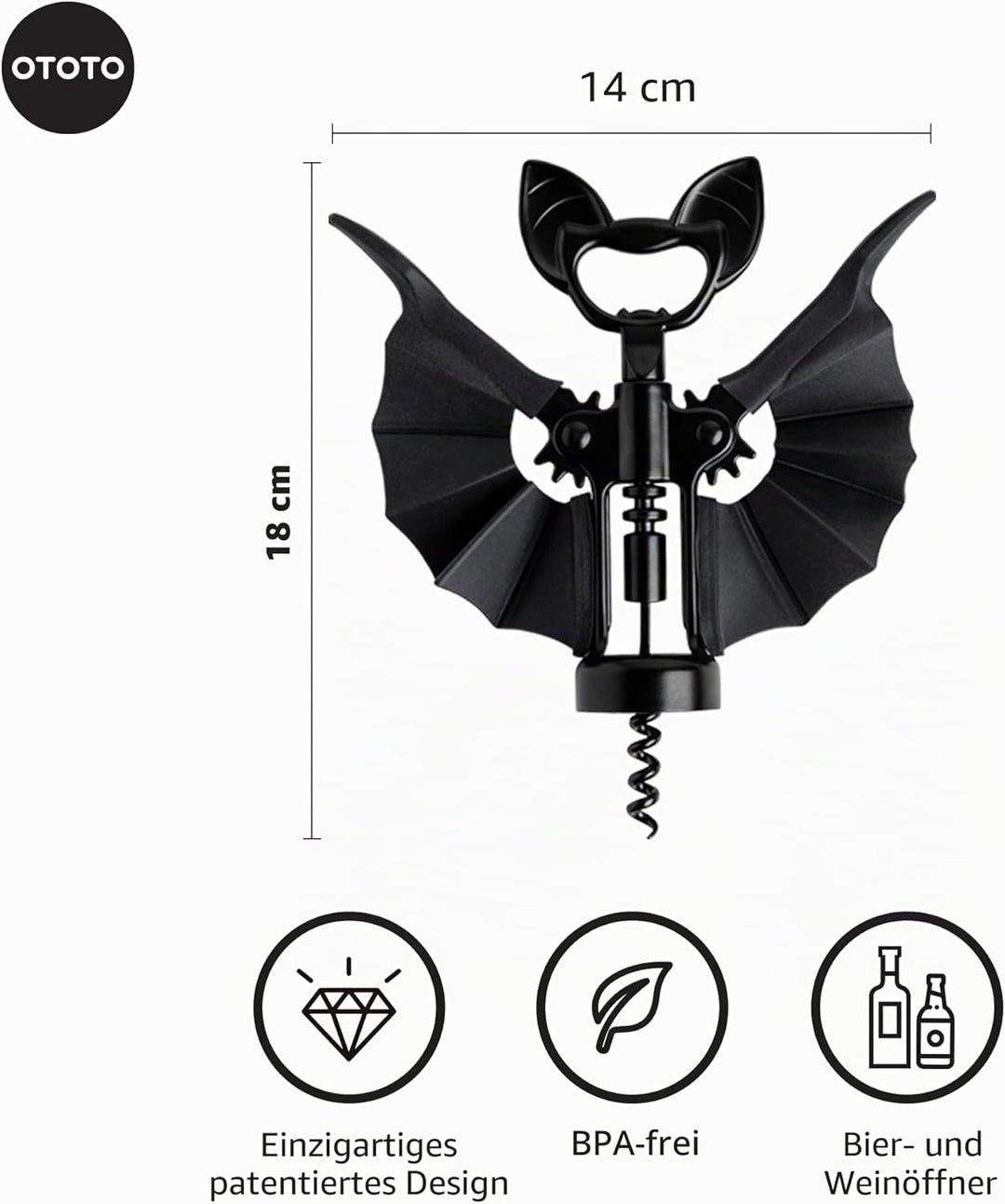 OTOTO 2-in-1 Korkenzieher, Goth Halloween Wein Geschenke, Gothic Küchenhelfer, Flaschenöffner Lustig