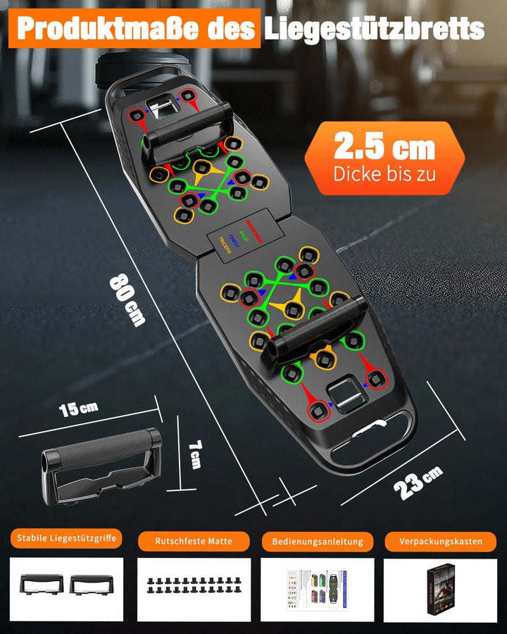20 in 1 Liegestützbrett Schwarz,Foldable Multifunctional Home Training Fitness Equipment, Portable P