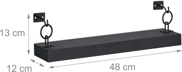 Relaxdays Wandregal, 2er Set, HxBxT: 13 x 48 x 12 cm, Wandablage Flur, hängend, Regalbrett Deko, MDF