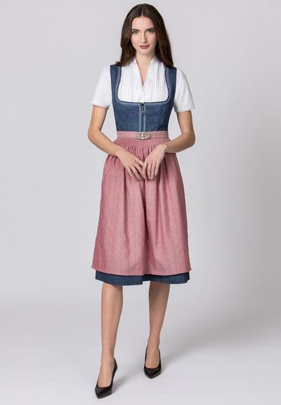 Stockerpoint Damen Dirndl Roseline Kleid für besondere Anlässe (ohne Bluse) 36 Blau-altrosa, 36 Blau