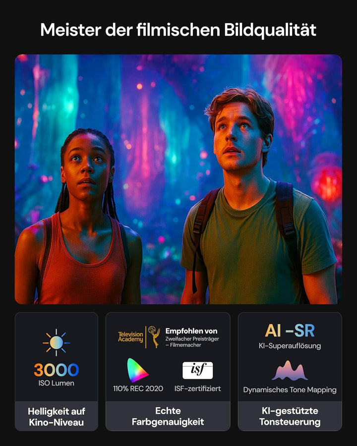 AWOL Valerion VisionMaster Pro2 Triple Laser 4K Beamer, 3000 ISO Lumen, HDR10+, IMAX Enhanced, Dolby