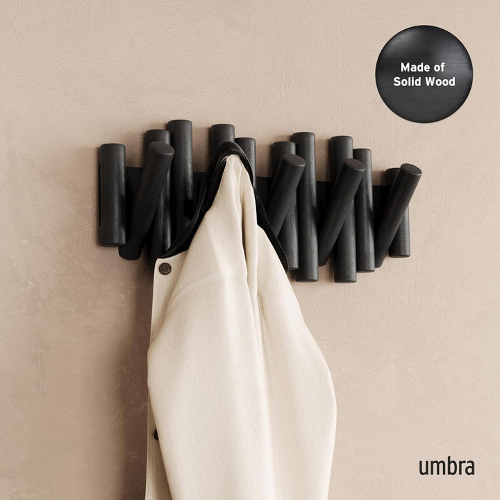 Umbra Picket Garderobenhaken - Garderobenleiste und Moderne Wand Dekoration mit 5 Klapphaken aus ges