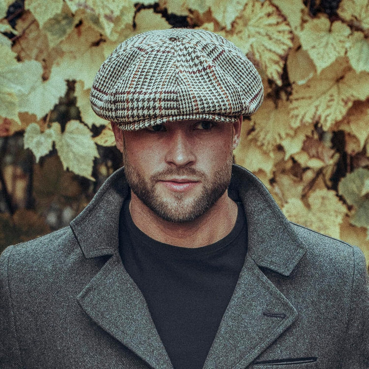 Sterkowski Peaky Paperboy Cap | Harris Tweed Newsboy Cap für Herren | Klassisch Elegante 8 Panels Mü