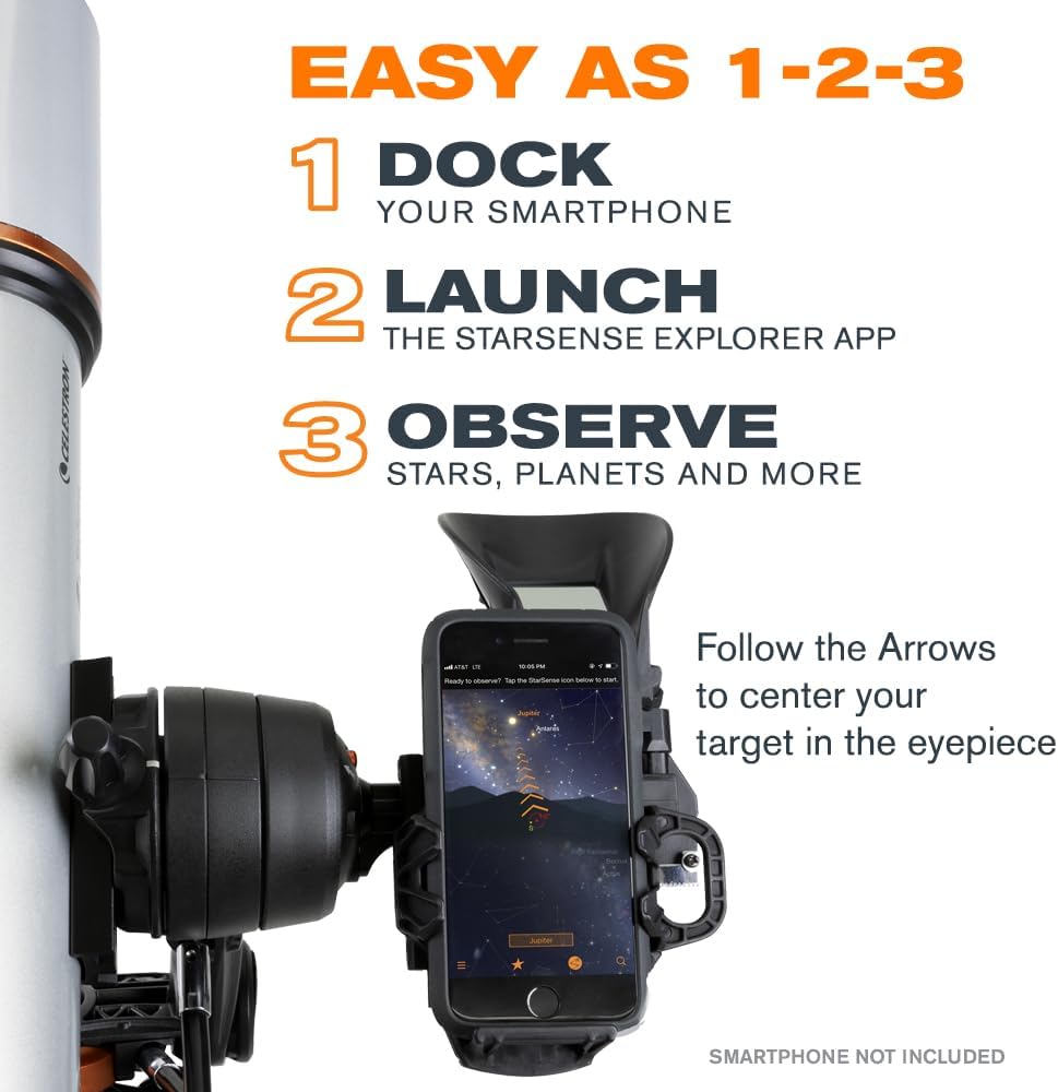 Celestron 22460 StarSense Explorer DX 102AZ Smartphone App-fähiges Refraktor-Teleskop, kompatibel mi