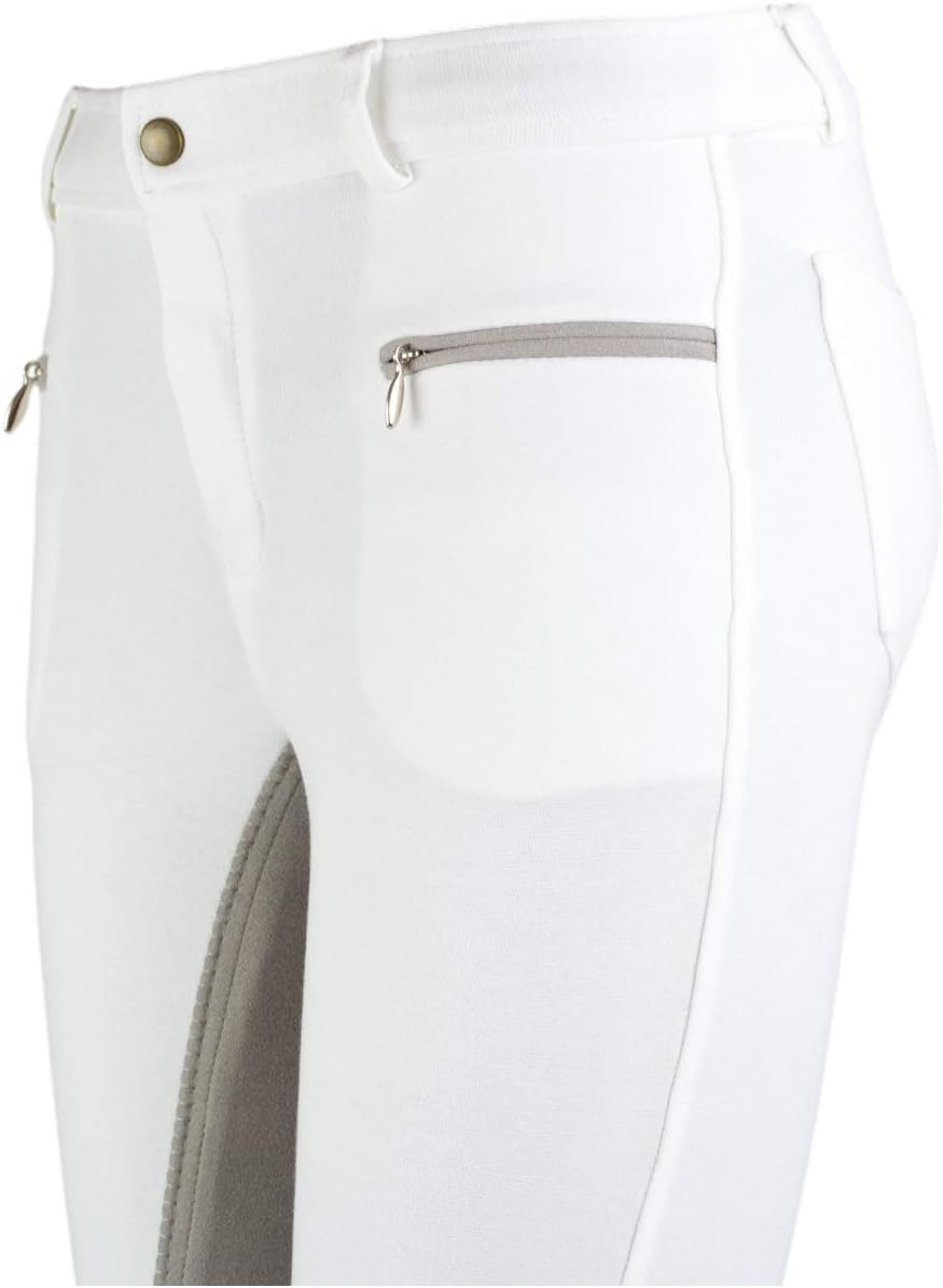 RL24 Damen Reithose Vollbesatz Flex BASICLINE, Weiss/Grau