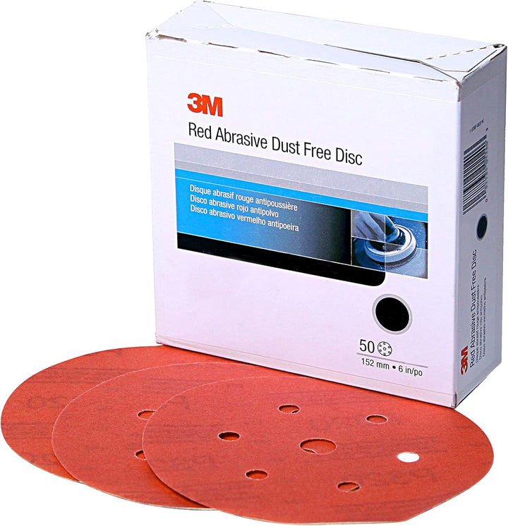 3M Hookit Schleifscheibe, rot, 15,2 cm, P120, 50 Scheiben pro Karton Güteklasse :P120 Anzahl der Löc