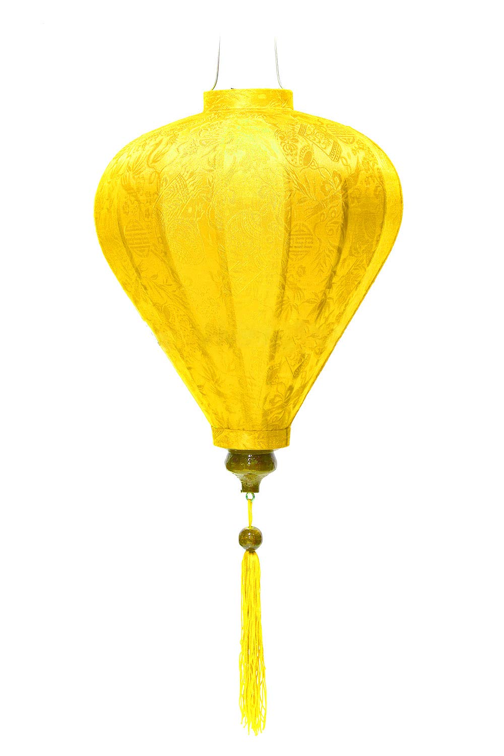 Lampion Asiatisch Hoi an Seide gelb M – Ø 33 cm – Laterne Hoi an Stoff, Bambus und Holz – Handwerk u
