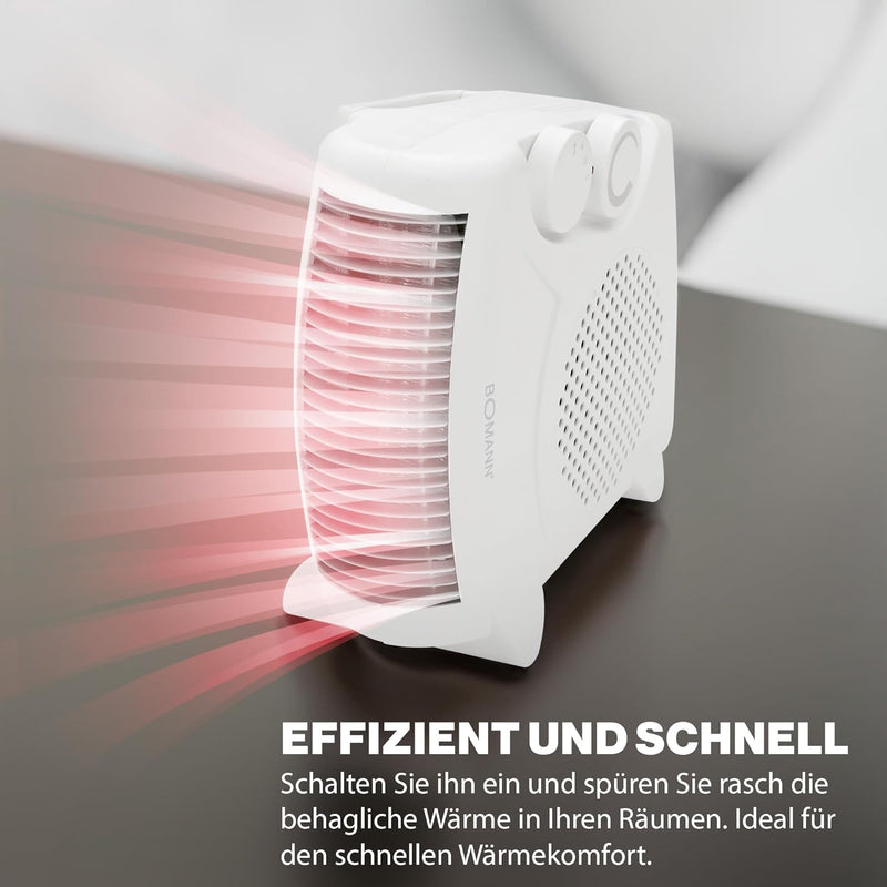 Bomann® mobiler & kompakter Heizlüfter | Heizlüfter 2000W & 1000W | Heizkörper mit Ventilatorfunktio