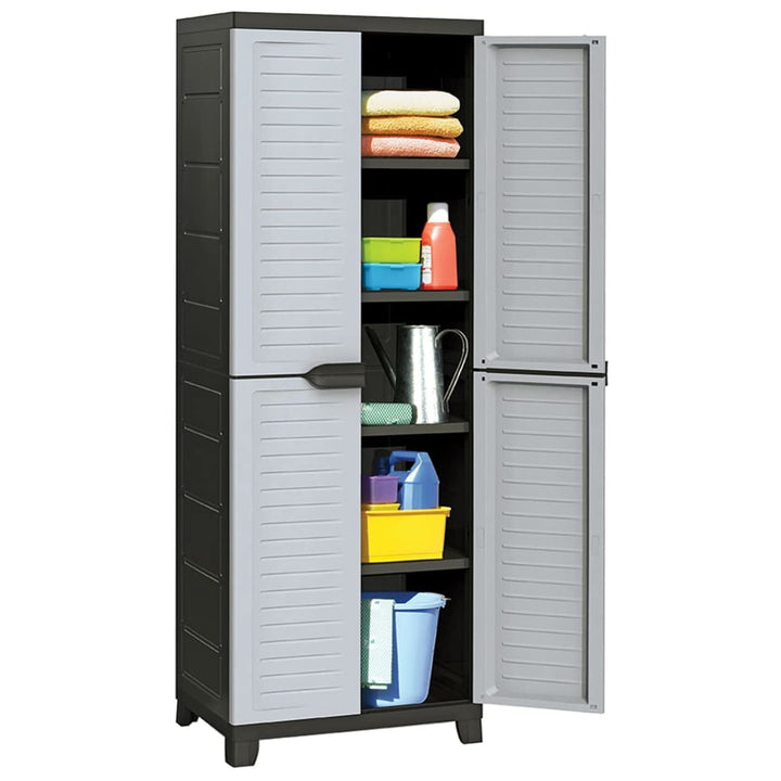 Tidyard Gartenschrank mit 2 Türen und 5 Fachböden Geräteschuppen Kunststoffschrank Spindschrank Schr