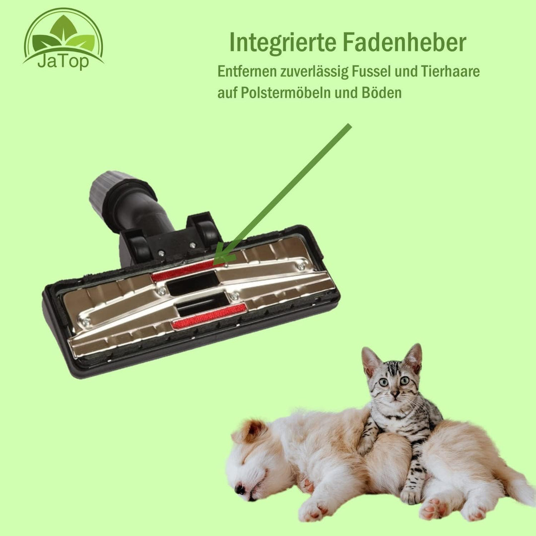 Staubsaugerdüse 37/30 mm, Universal Bodendüse mit 2 Rollen, Fadenheber und Bürste Anschluss-Adapter,
