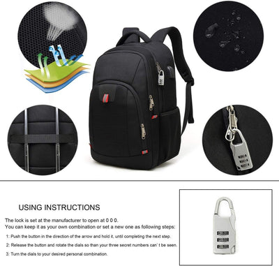 Della Gao Laptop Rucksack Herren, Arbeit Business Rucksack Wasserdicht Rucksack Schule Tasche Damen