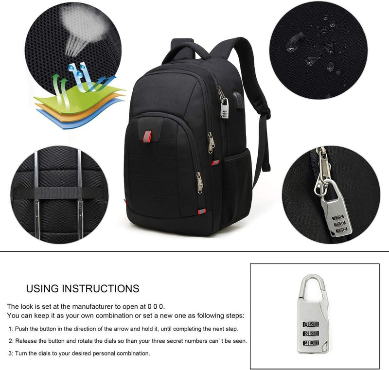 Della Gao Laptop Rucksack Herren, Arbeit Business Rucksack Wasserdicht Rucksack Schule Tasche Damen