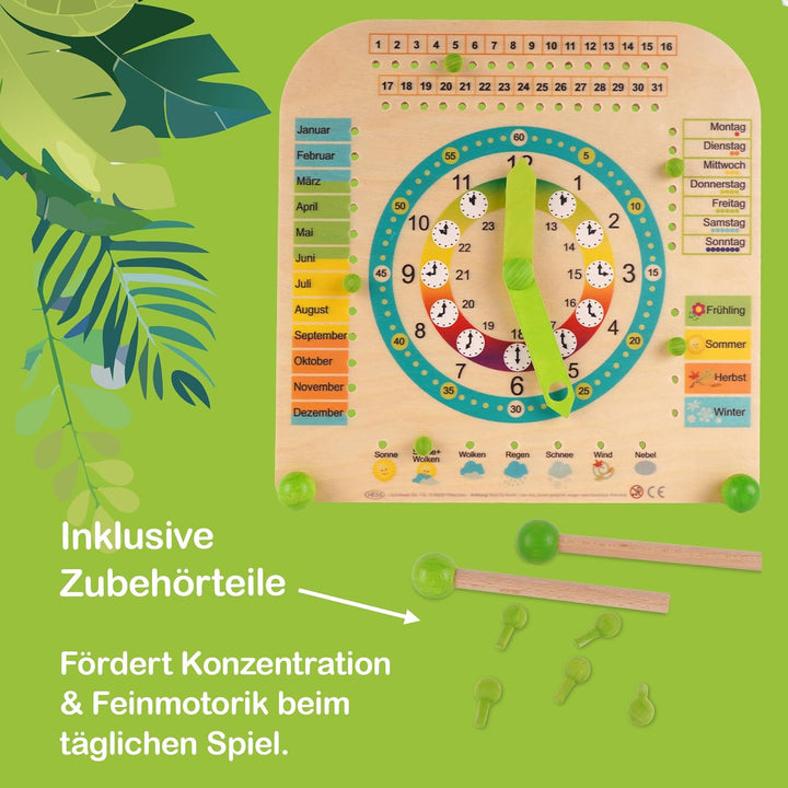 Hess Holzspielzeug 14658 - Stand - Kinderlernuhr aus Holz, ca. 25 x 25 cm