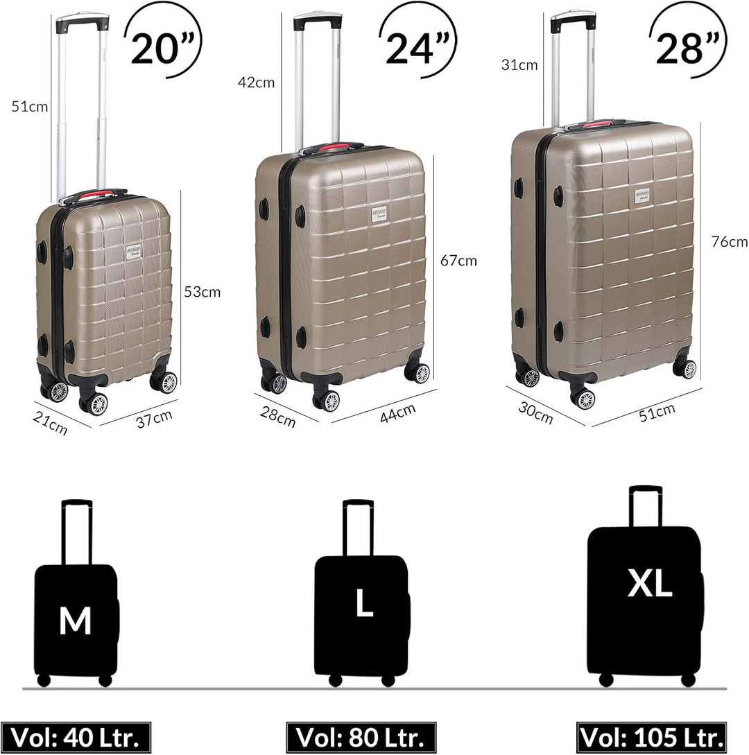 MONZANA® 2er Set Koffer Boardcase M, XL Gelgriffe TSA Schloss Reisekoffer Trolley Kofferset Handgepä
