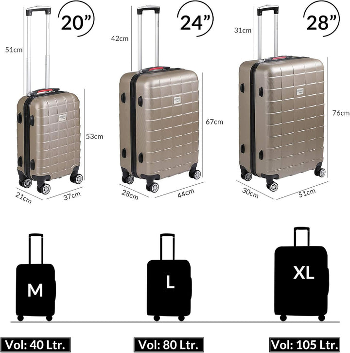 MONZANA® 2er Set Koffer Boardcase M, XL Gelgriffe TSA Schloss Reisekoffer Trolley Kofferset Handgepä
