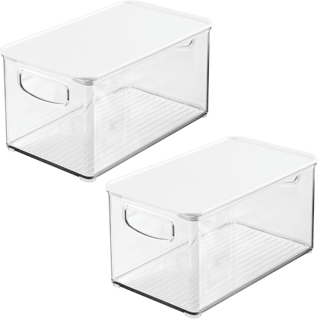 mDesign 2er-Set Kühlschrankbox – Kühlschrank Vorratsdose abnehmbarem Deckel und Griffen – lebensmitt