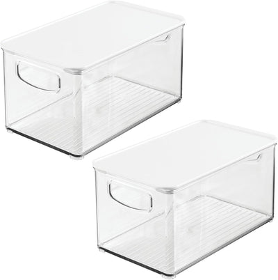 mDesign 2er-Set Kühlschrankbox – Kühlschrank Vorratsdose abnehmbarem Deckel und Griffen – lebensmitt