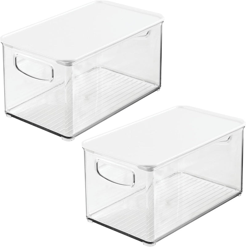 mDesign 2er-Set Kühlschrankbox – Kühlschrank Vorratsdose abnehmbarem Deckel und Griffen – lebensmitt