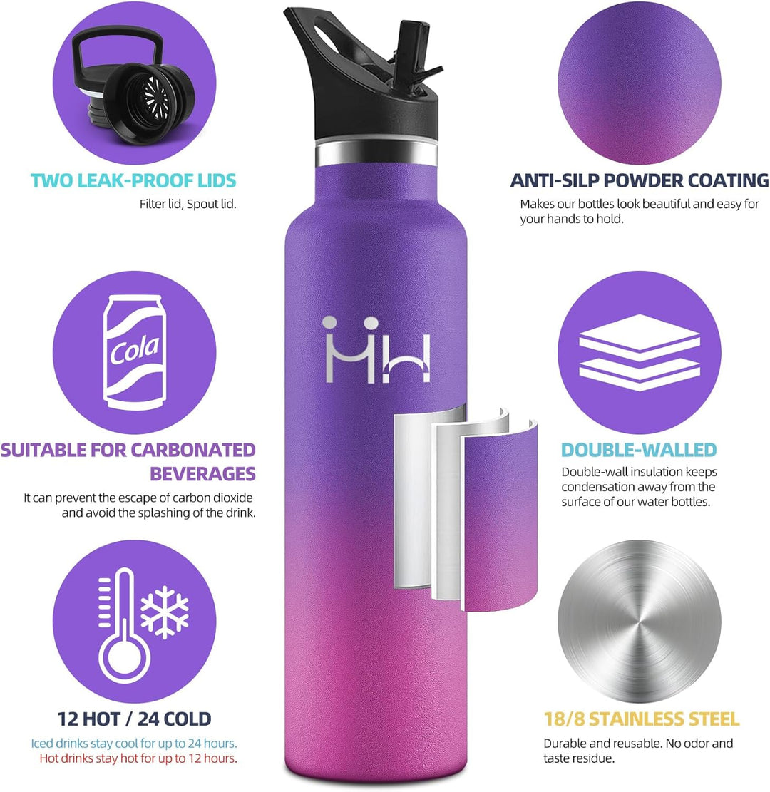 HoneyHolly Trinkflasche 1L, BPA-Frei, Trinkflasche Edelstahl, Thermosflasche, Auslaufsichere Isolier