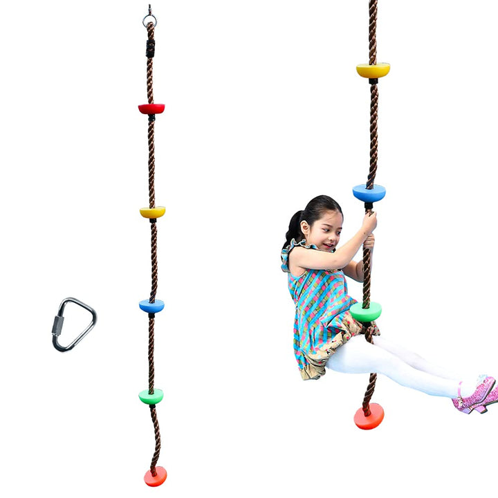 2 m Kletterseil Schaukel mit Trittflächen Kletter-Tau Tellerschaukel Hängeschaukel Ninja Seil Ninja