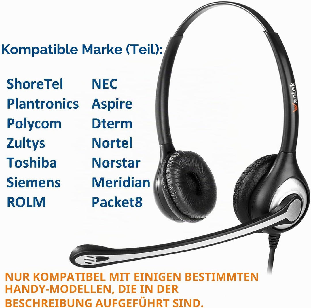 Wantek RJ9 Telefon Headset mit Mikrofon Noise Cancelling &amp; Quick Disconnect, Festnetztelefon Kopfhör