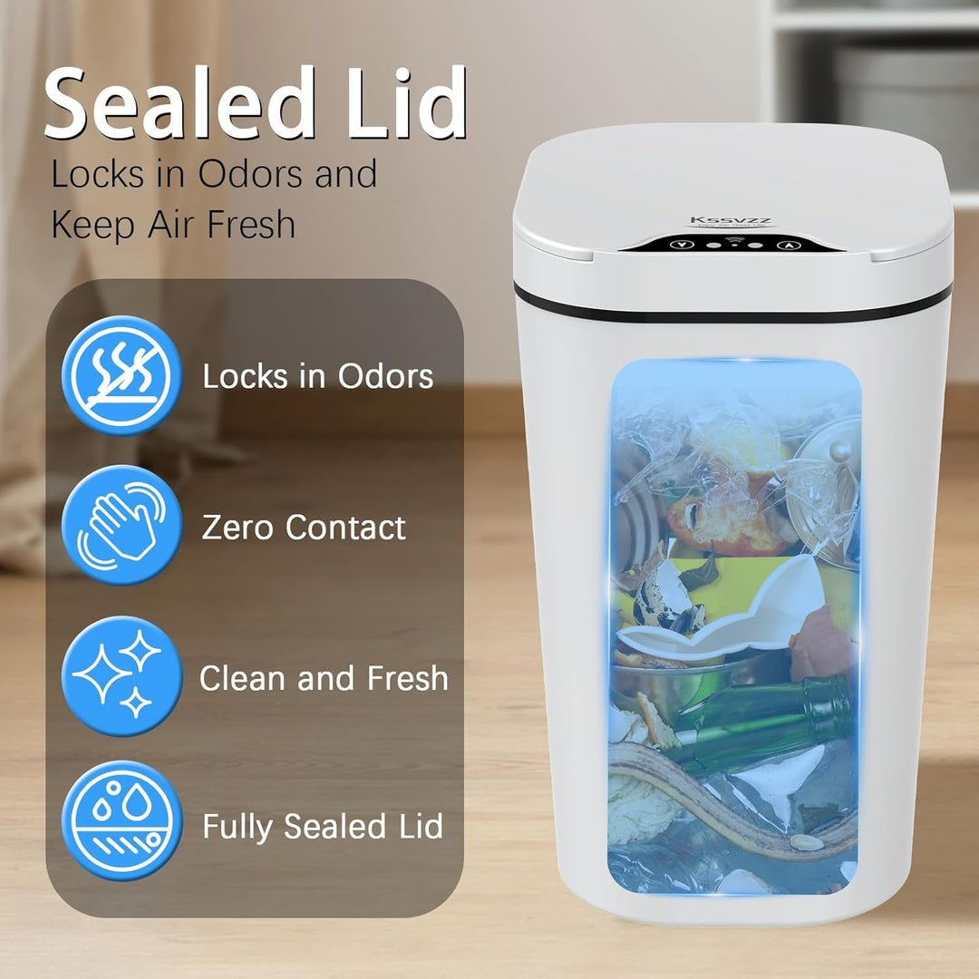 2er Set Mülleimer Bad mit Sensor, 10L Automatischer Mülleimer mit Deckel, Elektrischer Mülleimer für