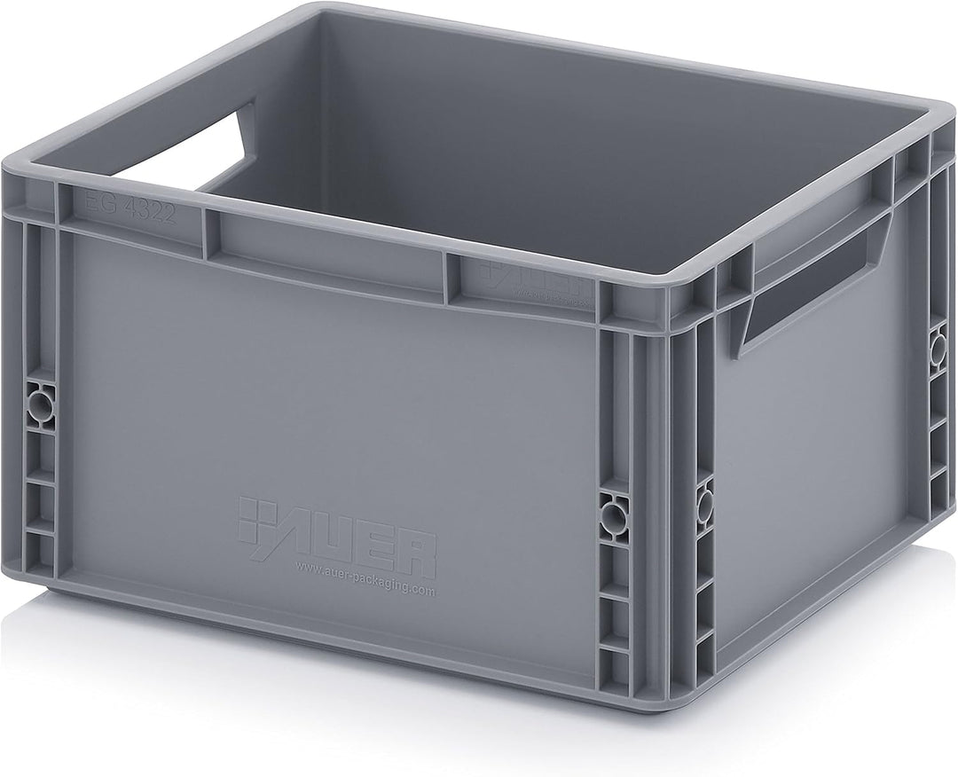 Auer Packaging 2x Eurobehälter-Eurobox 40 x 30 x 12 grau inkl. gratis Zollstock * 2er Set, 2