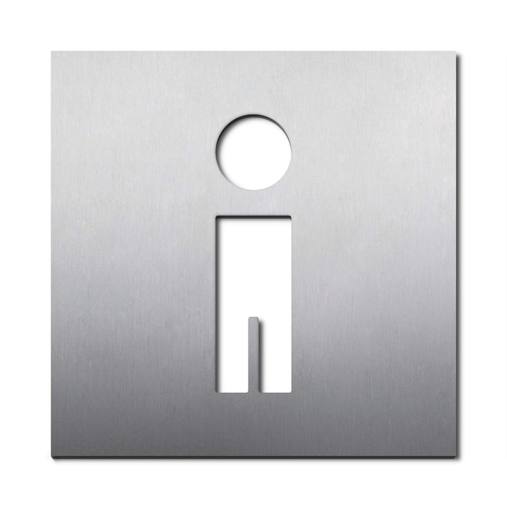 PHOS Design, PS0301K, WC Türschild Mann, 12 x 12 cm, Edelstahl gebürstet, selbstklebend, Toilettensy