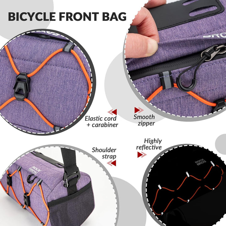 ROCKBROS Fahrrad Lenkertasche 2,2L als Umhängetasche | Fahrradtasche vorne mit abnehmbarem Tragegurt