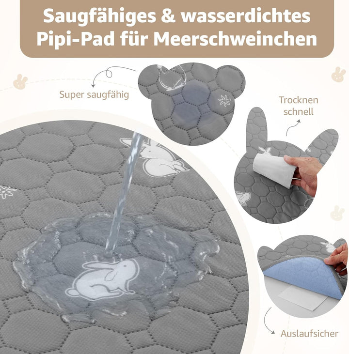 PICK FOR LIFE 60x120cm waschbar PIPI Pads für Meerschweinchen, 2 Stück super saugfähige PIPI Pads Ka