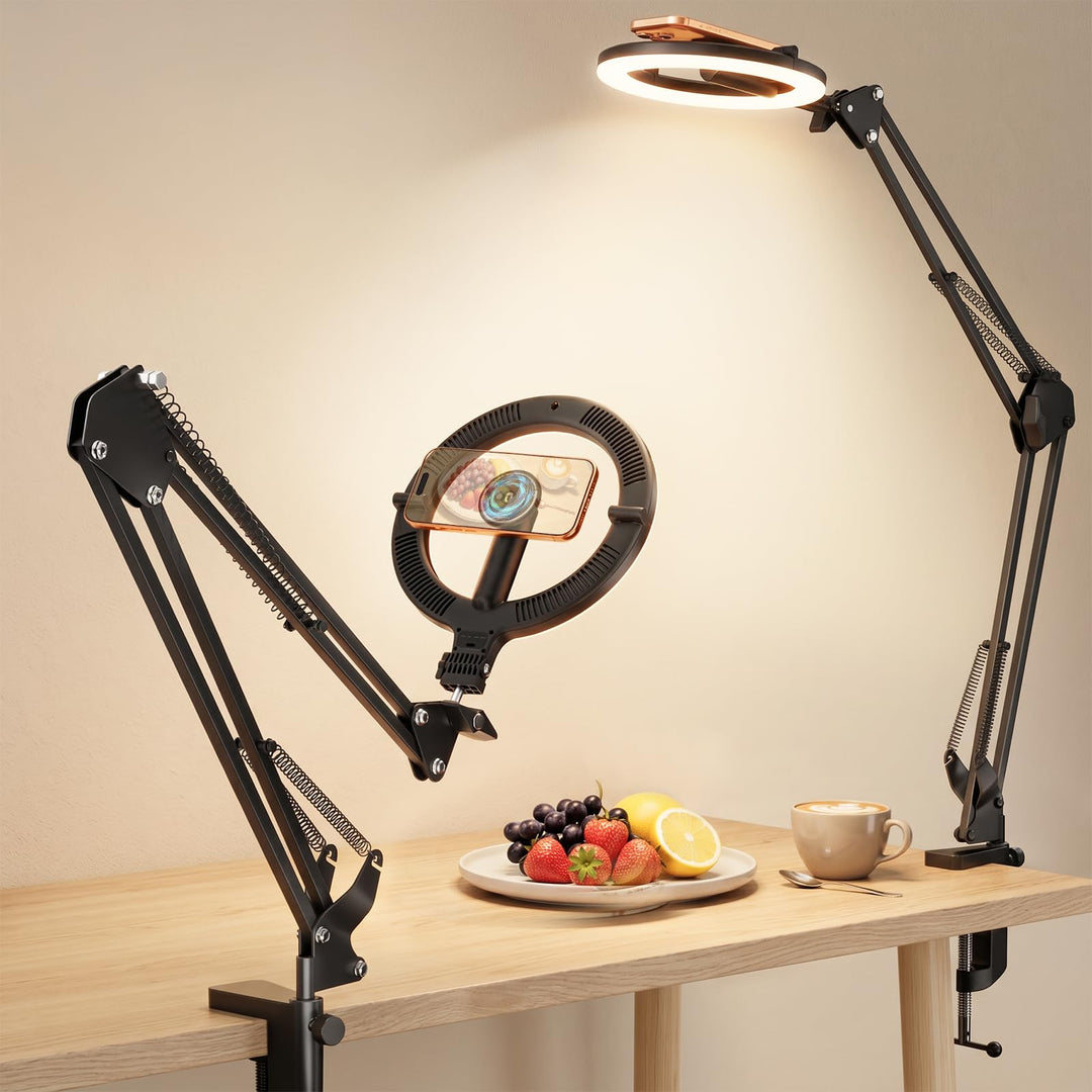 CloudValley Magnetisches 10" Tischringlicht mit Akkuanzeige, 5000mAh Kopfhörerhalterung, faltbares t