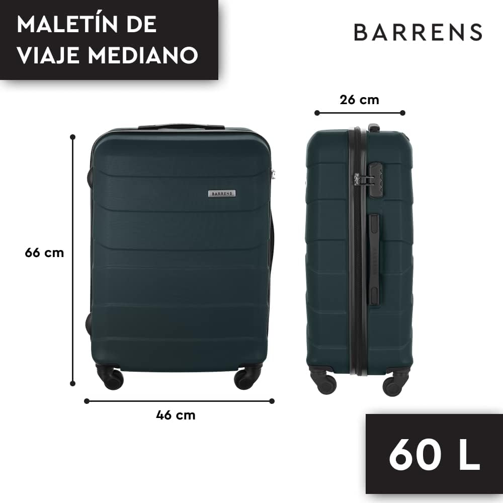 BARRENS Mittel Koffer | Aufgabegepäck | 66x46x26 cm | 60 L | Hochschlagfestes ABS-Material | Chiffri
