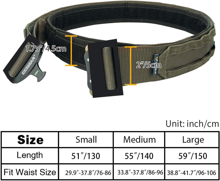IDOGEAR 2 Zoll Taktischer Gürtel Combat Schnellverschlussschnalle Rigger Gürtel im Militärstil Molle
