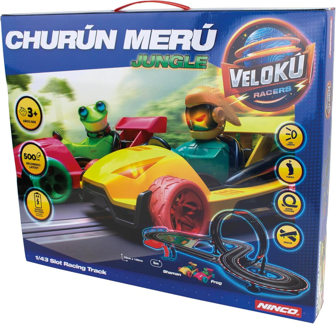 Ninco - Velokú Racers Jungle Autorennbahn | Slot car Rennbahn 5m | Ferngesteuertes Auto Set mit 2 Fi