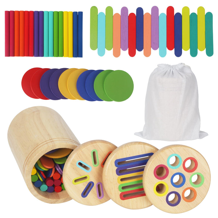 Montessori Spielzeug Ab 1 Jahr, Holz Farb Form Zuordnungsspiele, 3 in 1 Holzspielzeug, Farb und Form