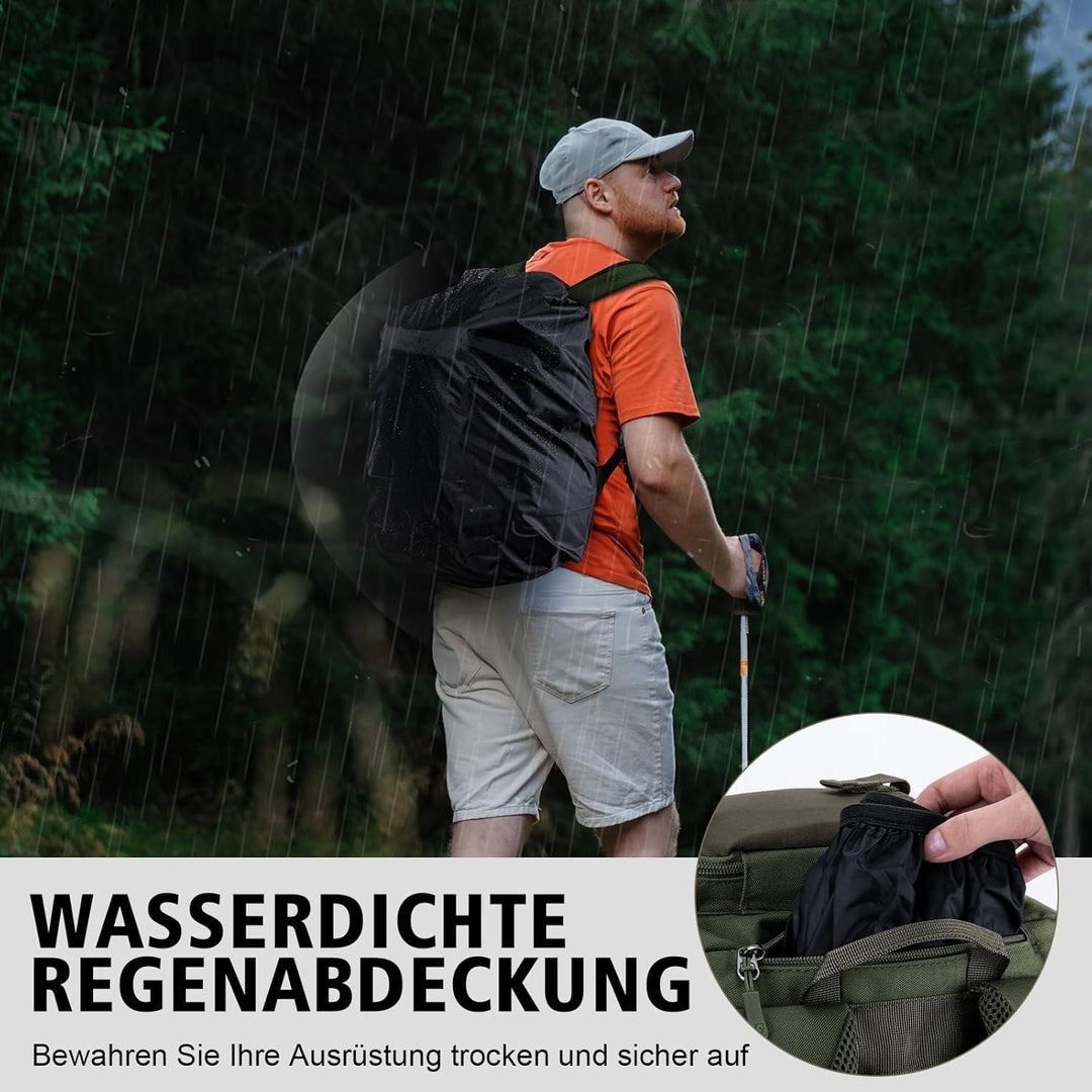 Goture Angelrucksack mit 4 Köderbox Angeln, 45-Liter Angelzubehör-Rucksack mit Zwei Rutenhaltern und