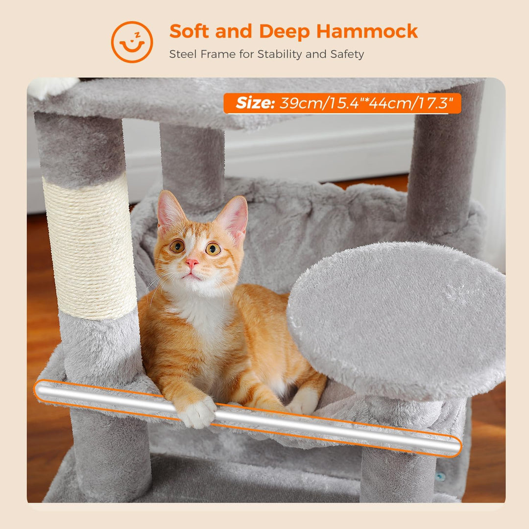 PAWZ Road Grosser Kratzbaum, 136 cm Katzenturm für grosse Katzen, Katzenhaus mit Sisal-bezogenen Kra