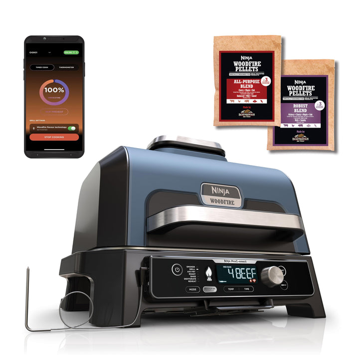 Ninja Woodfire Pro Connect XL Elektrischer BBQ Smoker Grill, App-Steuerung, digitaler Temperaturfühl