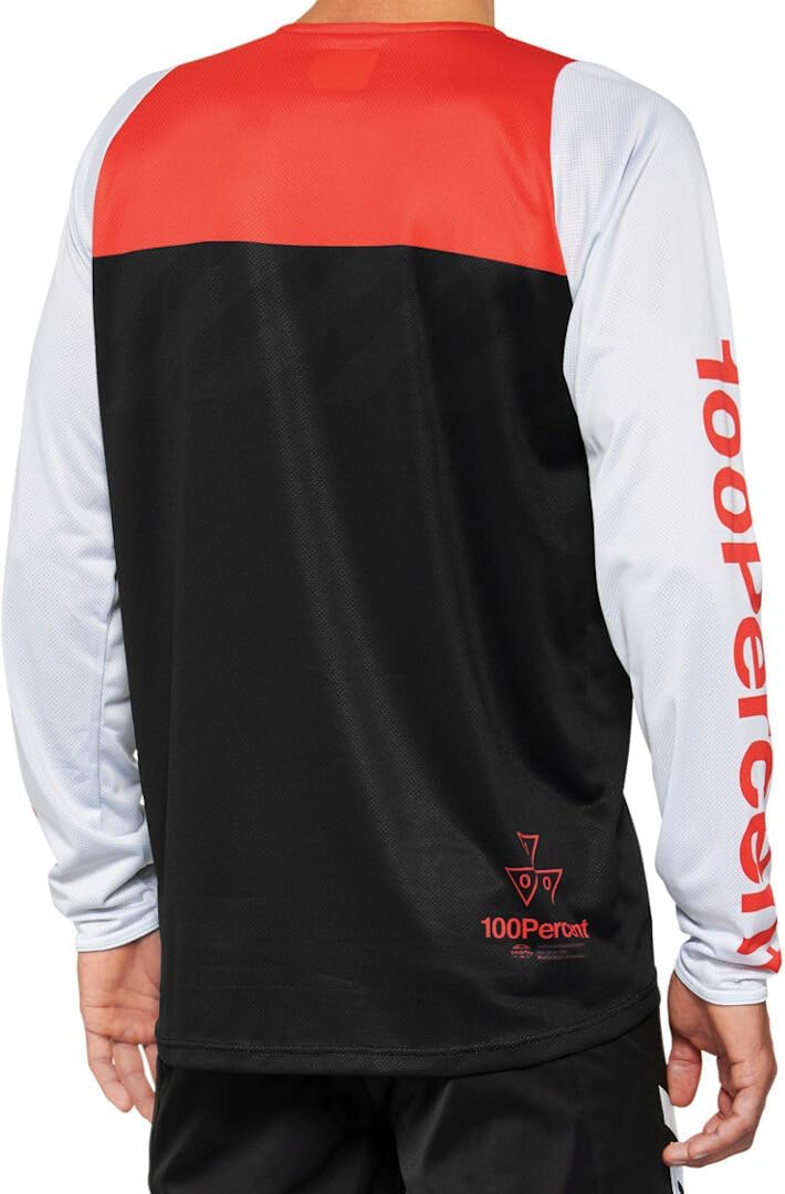 1 Unisex Long Sleeve Jersey 100% R-core Black/White Cycling (Pack of 1), Black/Red