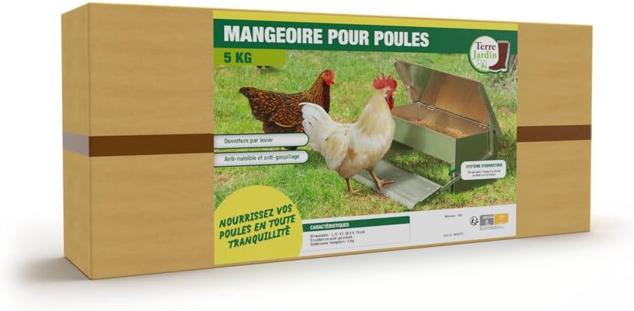 TERRE JARDIN - Futterstation für Hühner mit Pedal, 5 kg