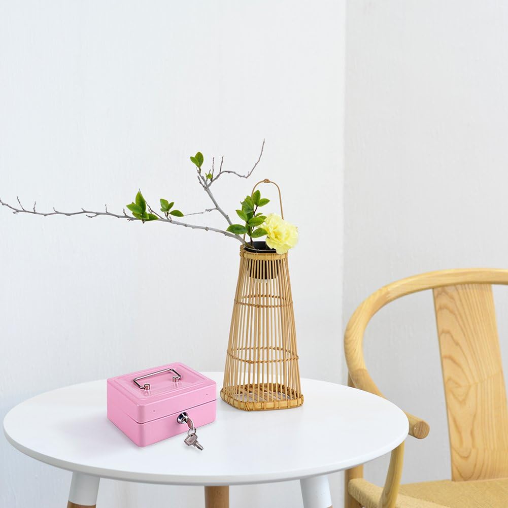 Feuerfeste wasserdichte Box mit Schlüsselschloss, Tragbare Mini Tragbarer Safe Stahl Petty Abschlies