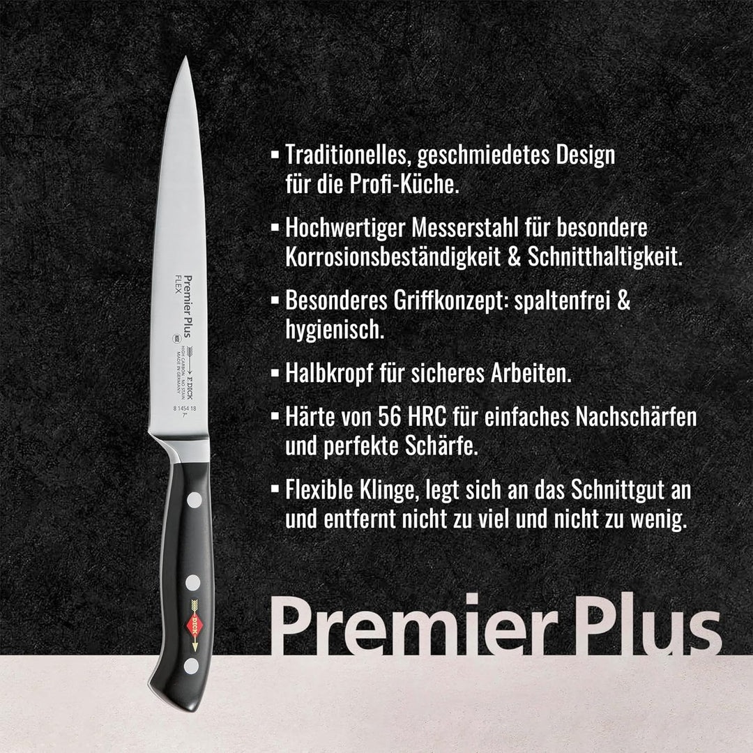 F. DICK Filetiermesser, Filiermesser, Premier Plus (Messer mit Klinge 18 cm, X50CrMoV15 Stahl, nicht