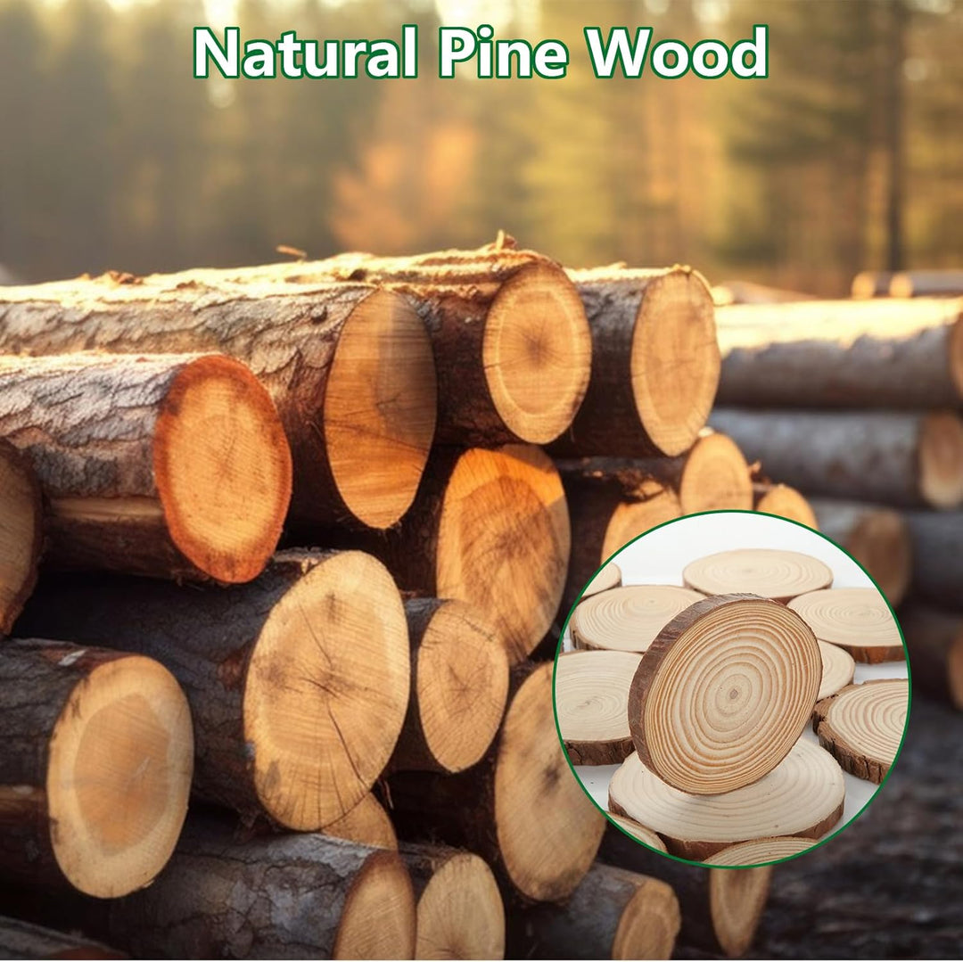 30 Stück Natur Holzscheiben 9-10 cm, Baumscheiben Rund, Baumstamm Deko, Unvollendete Holzscheiben zu