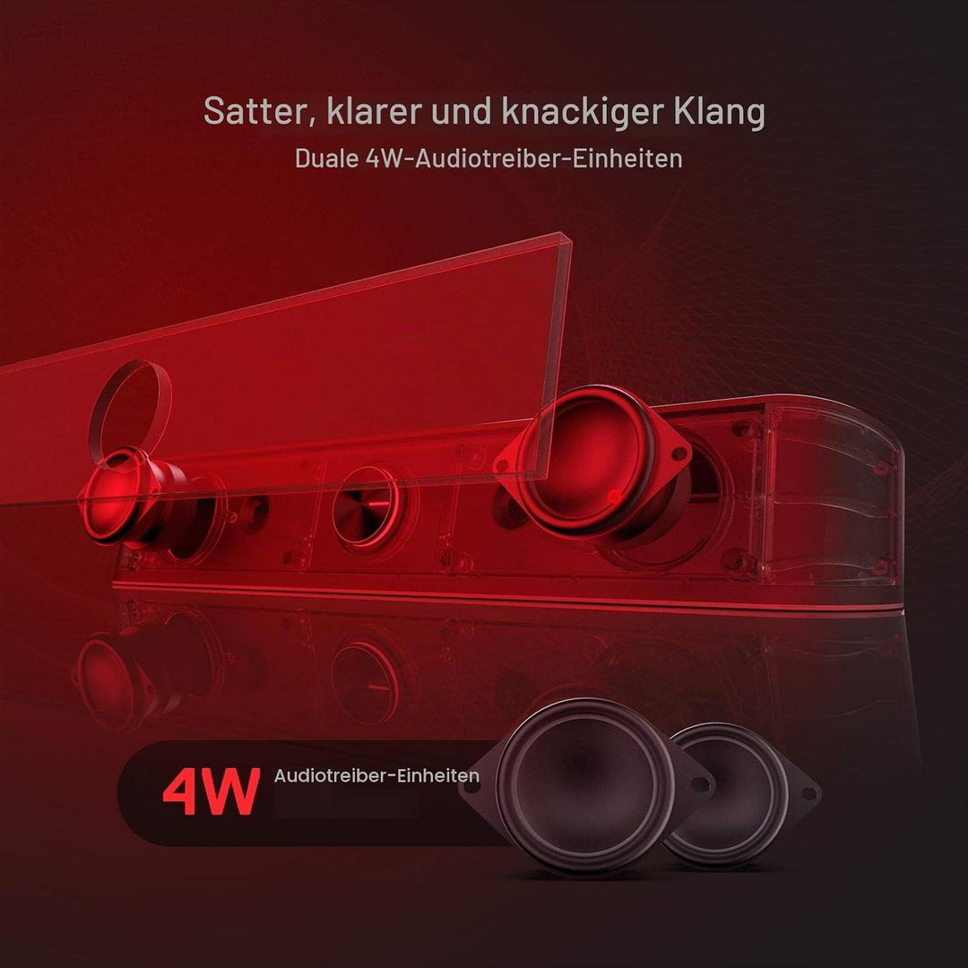Redragon GS560 Adiemus RGB Desktop-Soundbar, 2.0-Kanal-Computerlautsprecher mit dynamischer Lichtlei