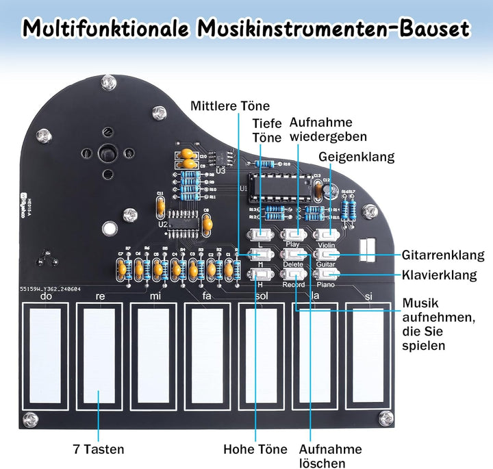 DONGKER DIY Klavier Löt Bausatz kit Elektronisches DIY Schweissen Elektronik Bausatz mit Notiz Lehr