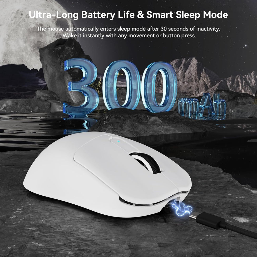 MAMBASNAKE M3 39g SUPERLEICHTE Kabellose Gaming-Maus mit Spiralkabel, PixArt PAW3395PRO-Sensor, Bis